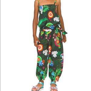 Desigual sleeveless tropical green romper